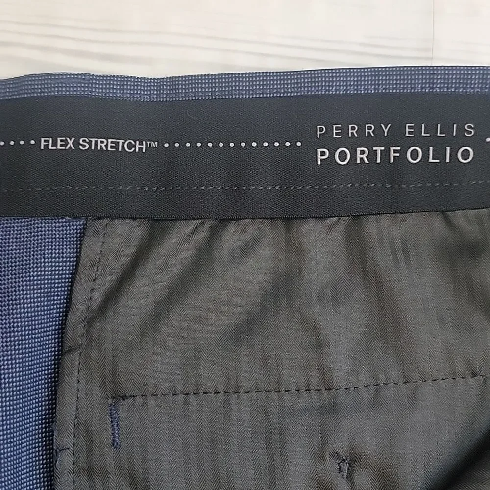Perry Ellis Portfolio Flex Srretch Navy Trousers Mens Size 36